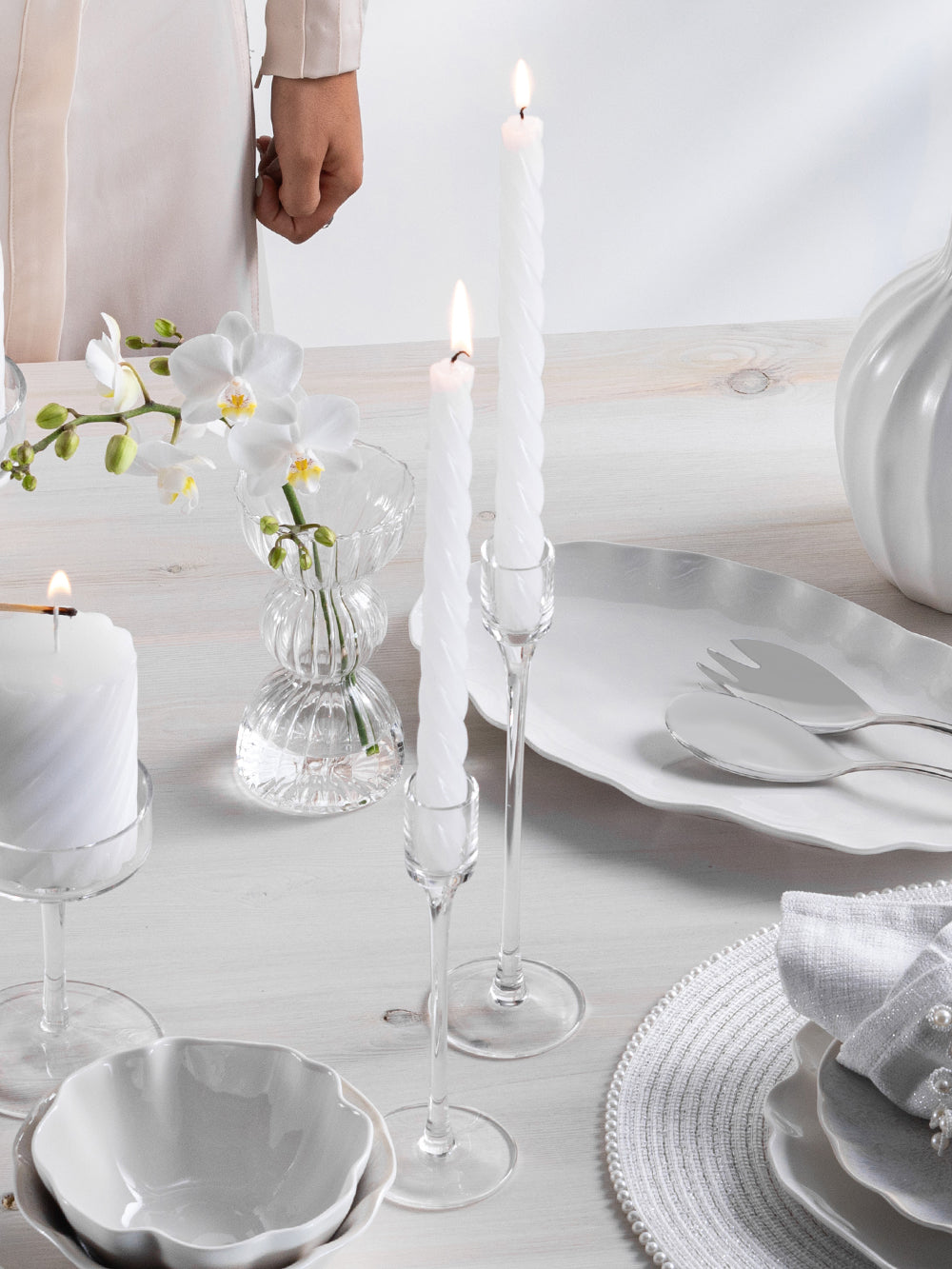 Pearl Spiral Candle, Set of 2