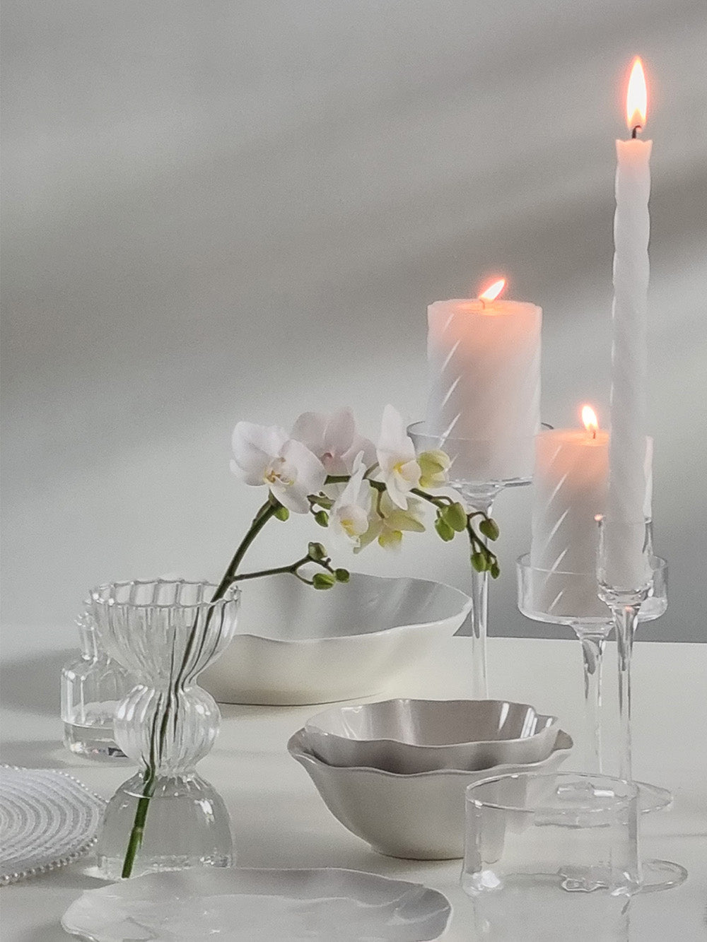 Pearl Spiral Candle, Set of 2