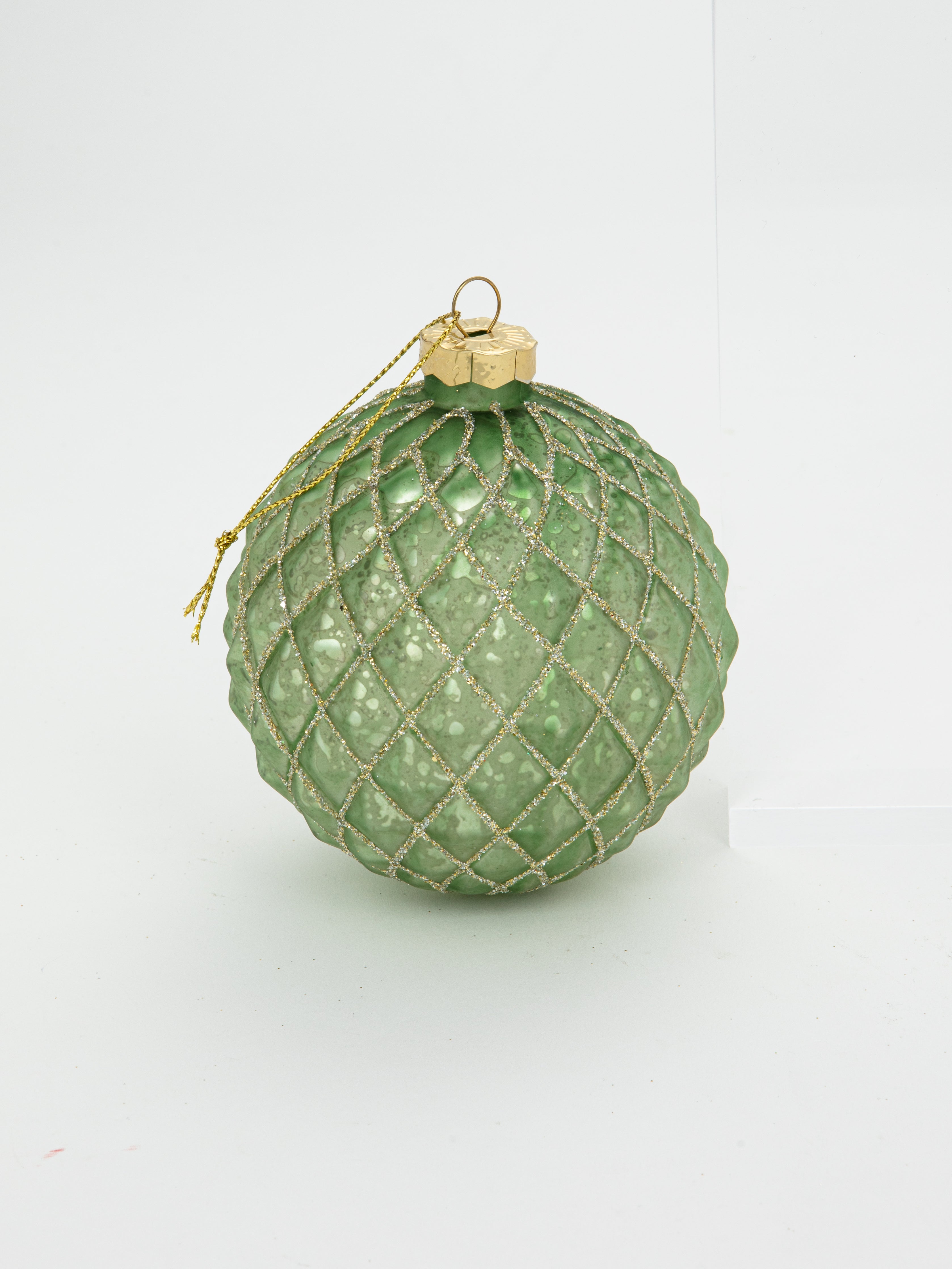 Green glitter stripes ornament