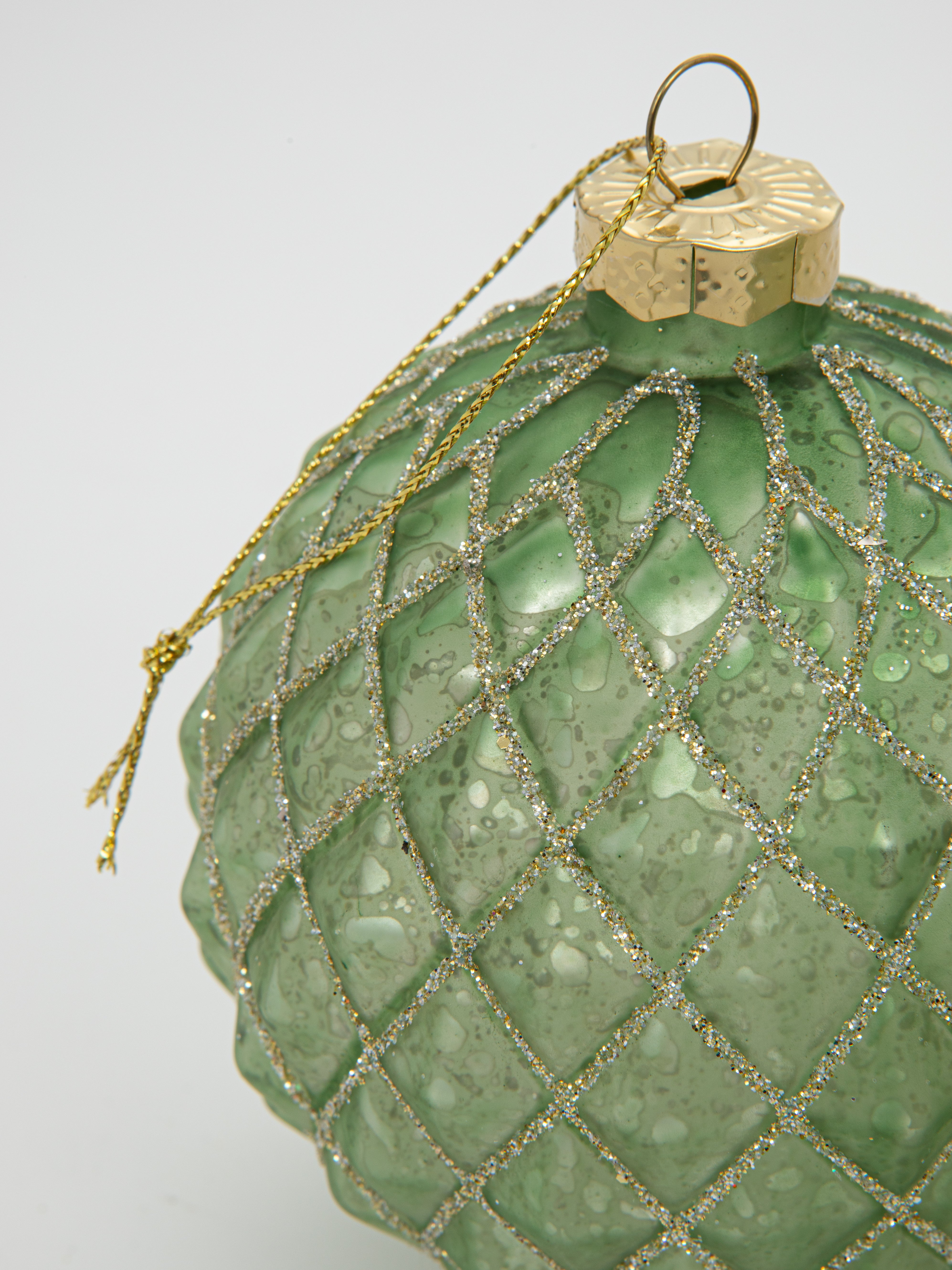 Green glitter stripes ornament