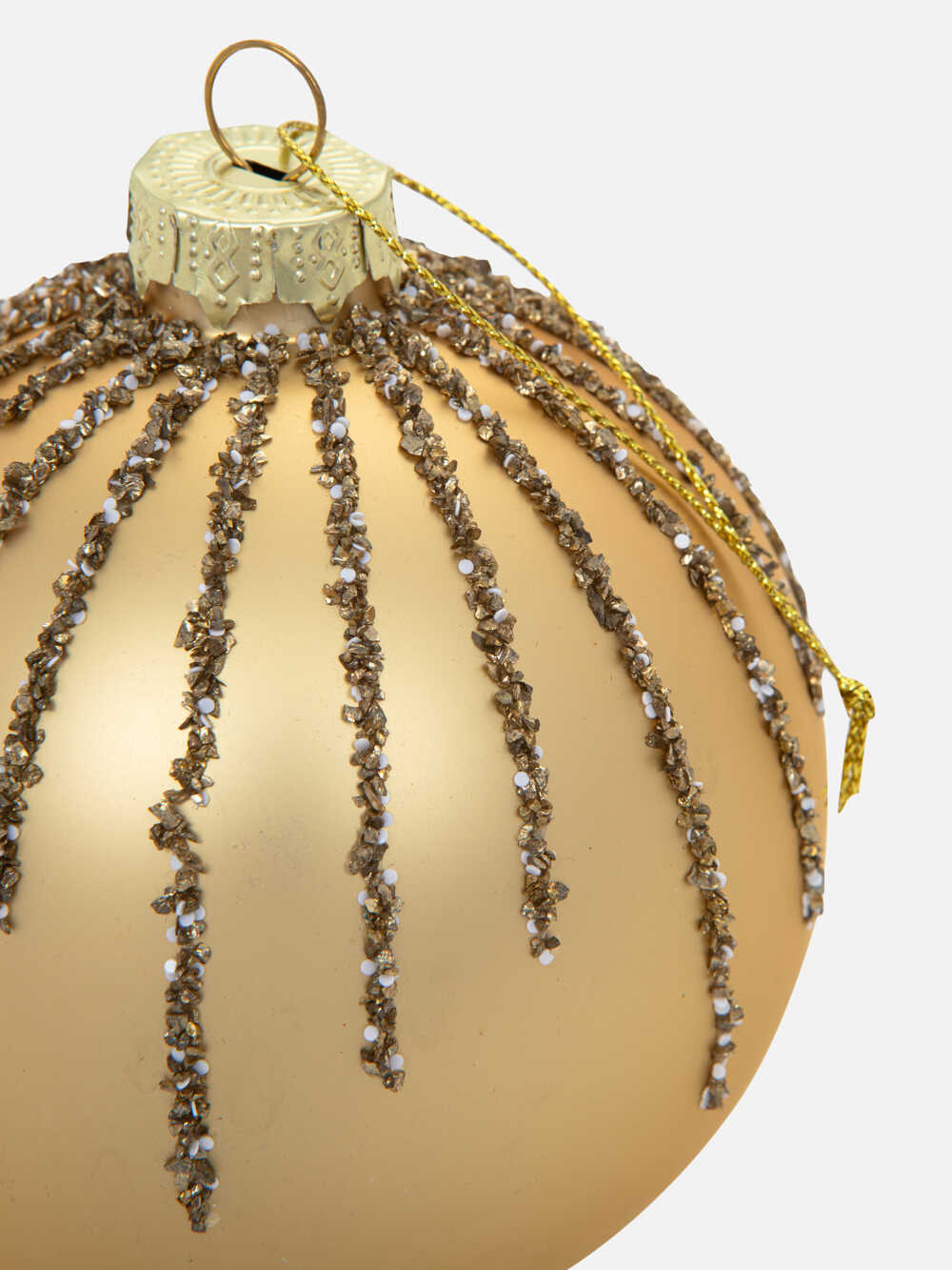 Gold glitter stripes ornament