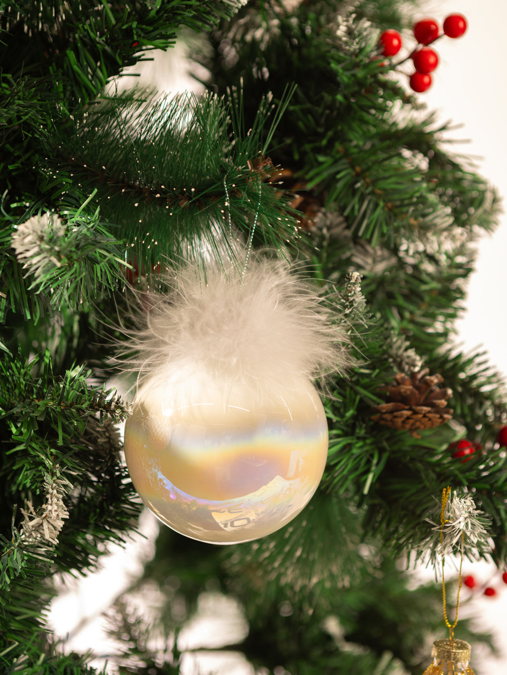 Feather pearl ornaments 3.9 in