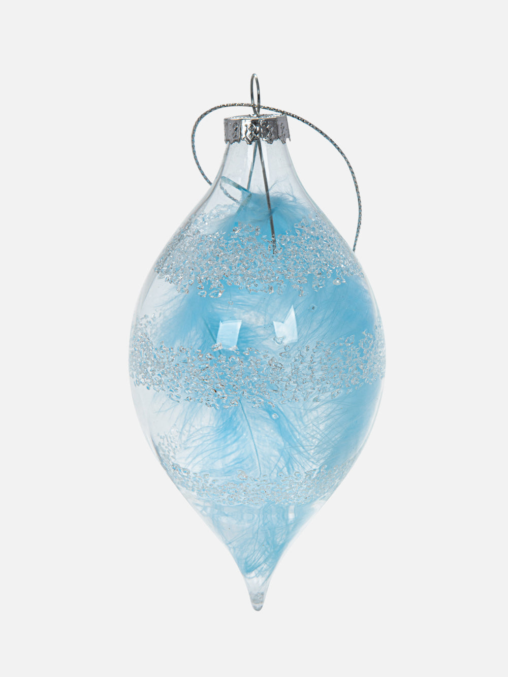 Blue feather finial ornament