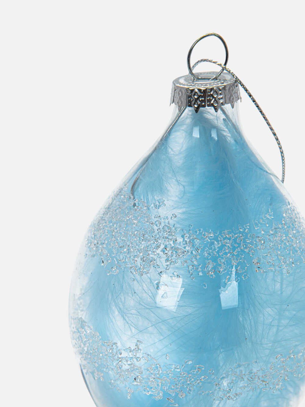 Blue feather finial ornament