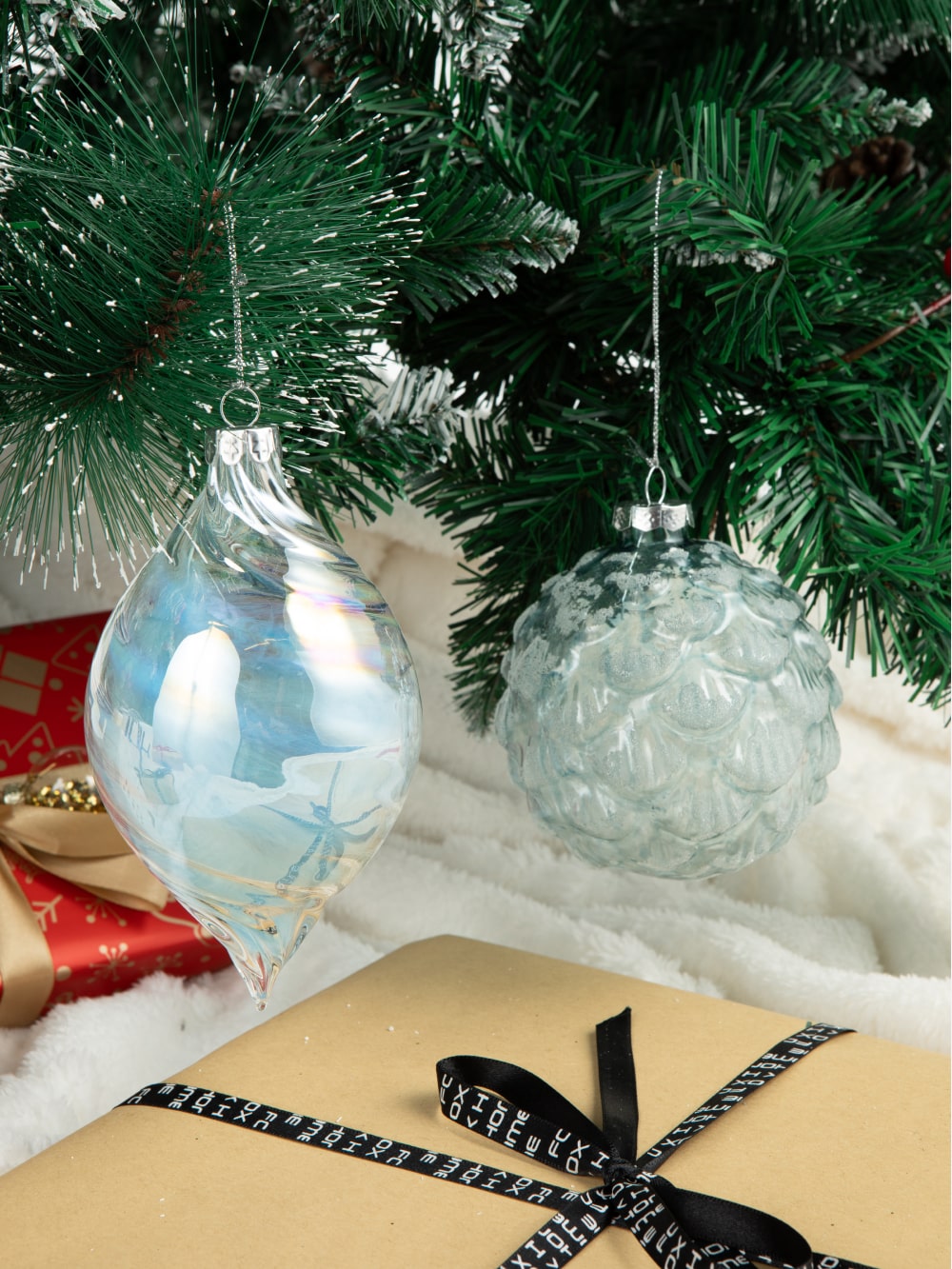 Blue feather finial ornament