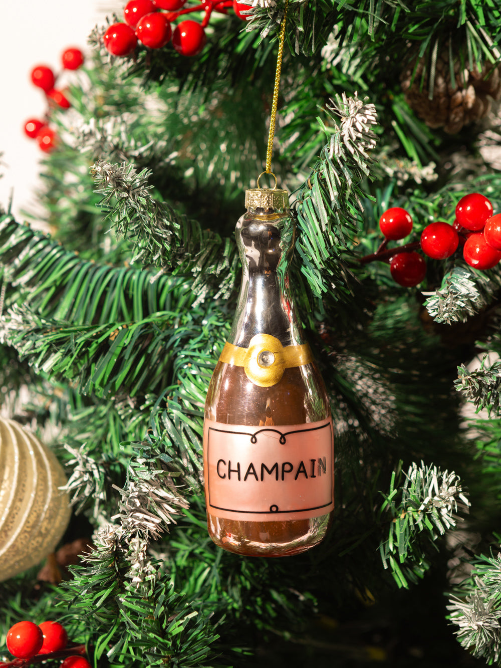 CHAMPAGNE ORNAMENT 5.1IN