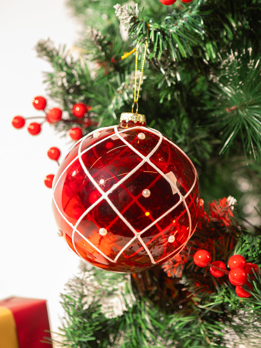 RED BALL PEARL ORNAMENT 4.72IN