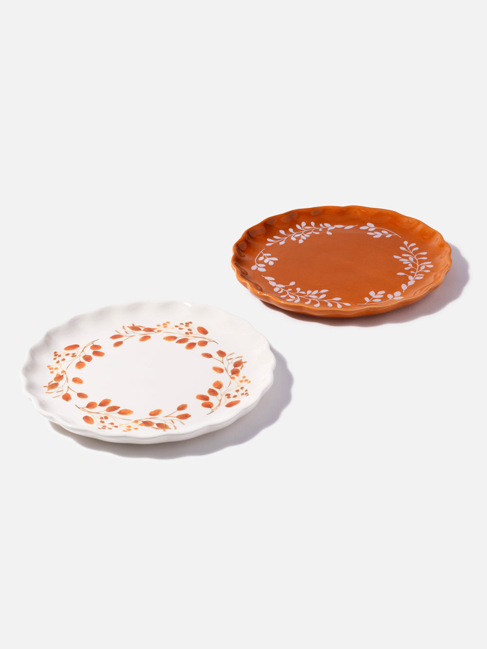 WHITE CERAMIC FALL PLATE 8IN