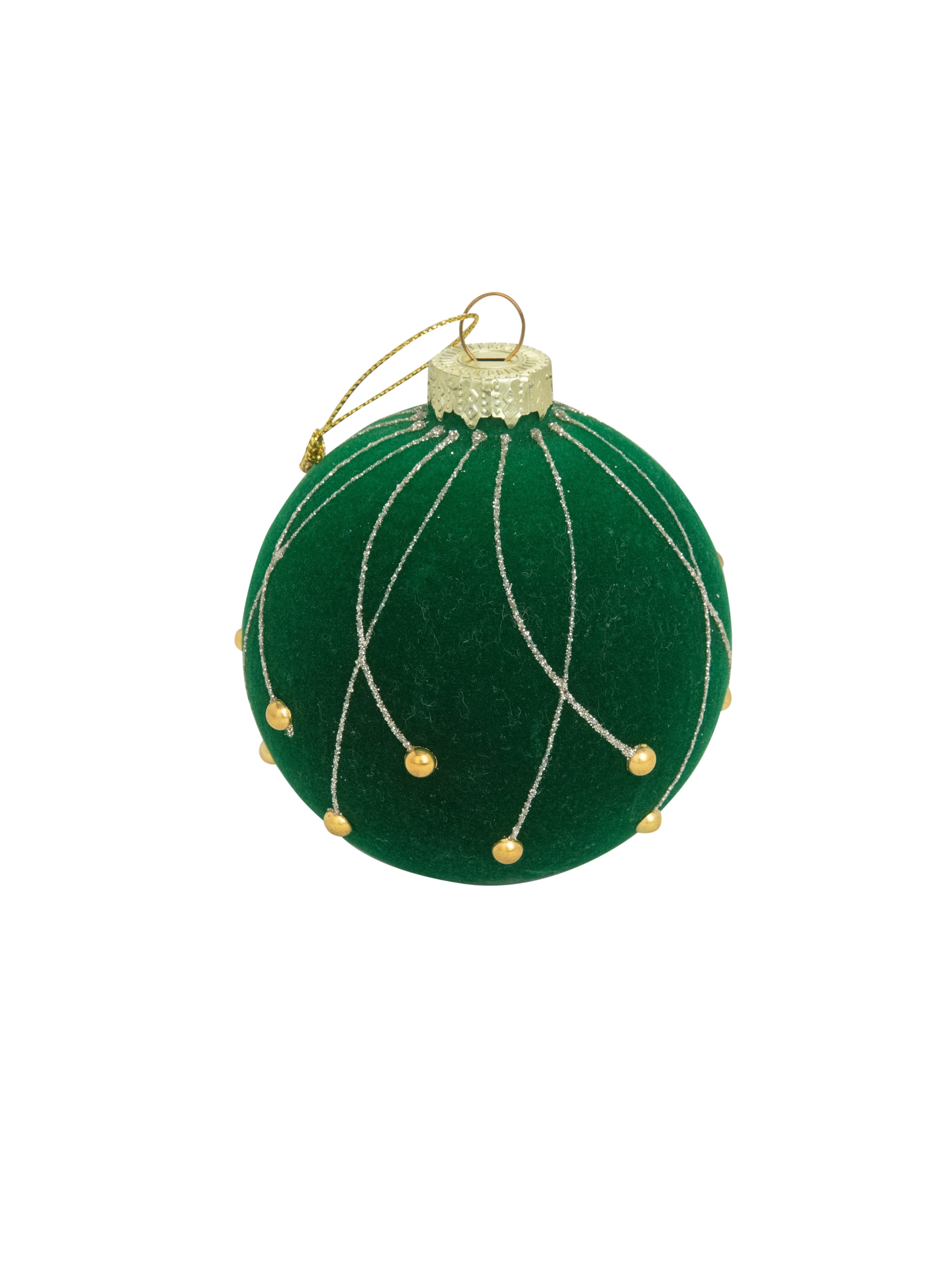 Green Glass Velvet Round Ornament