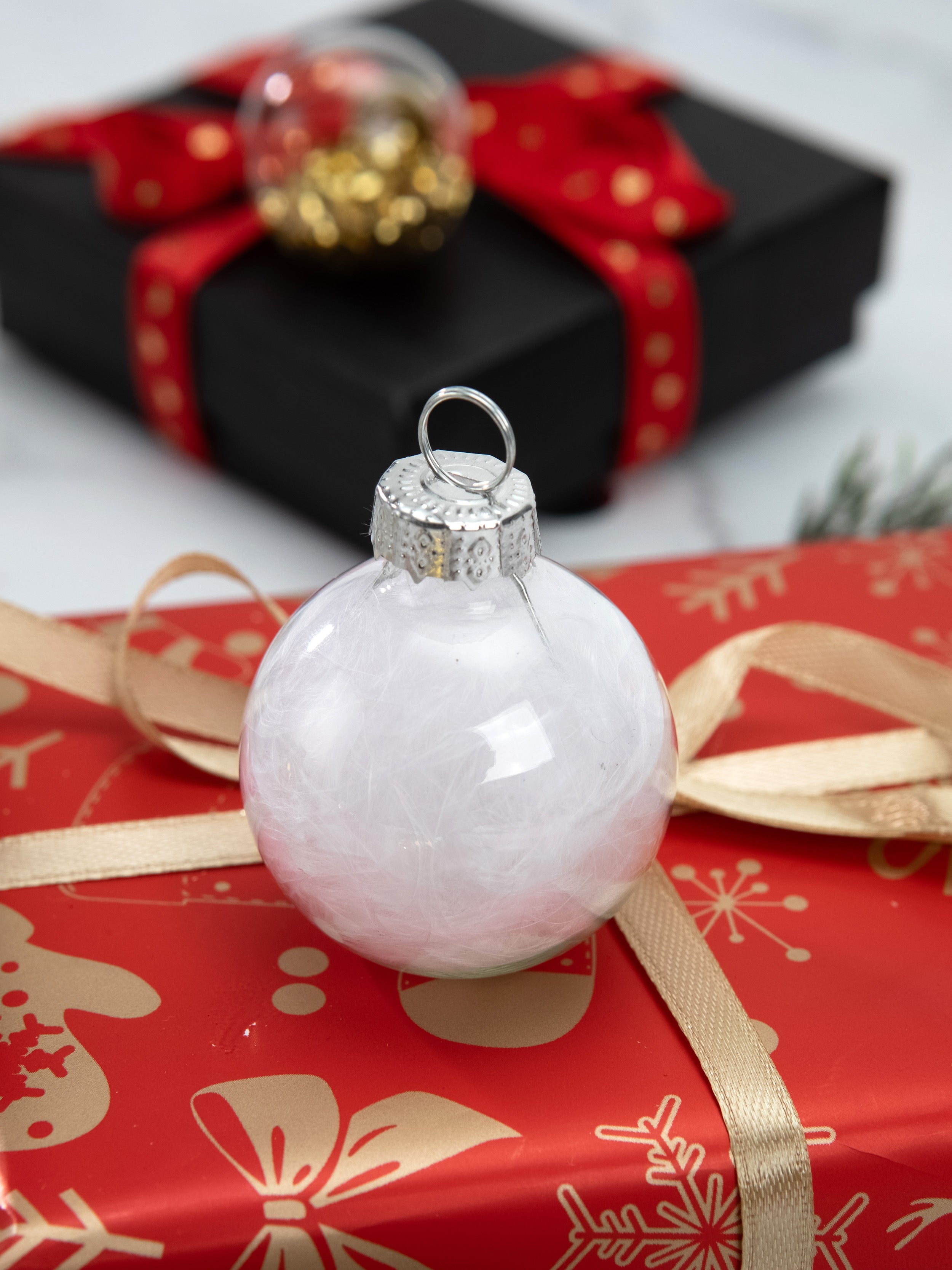 White Snowballs Mini Christmas Ornaments SET - 6 PCS