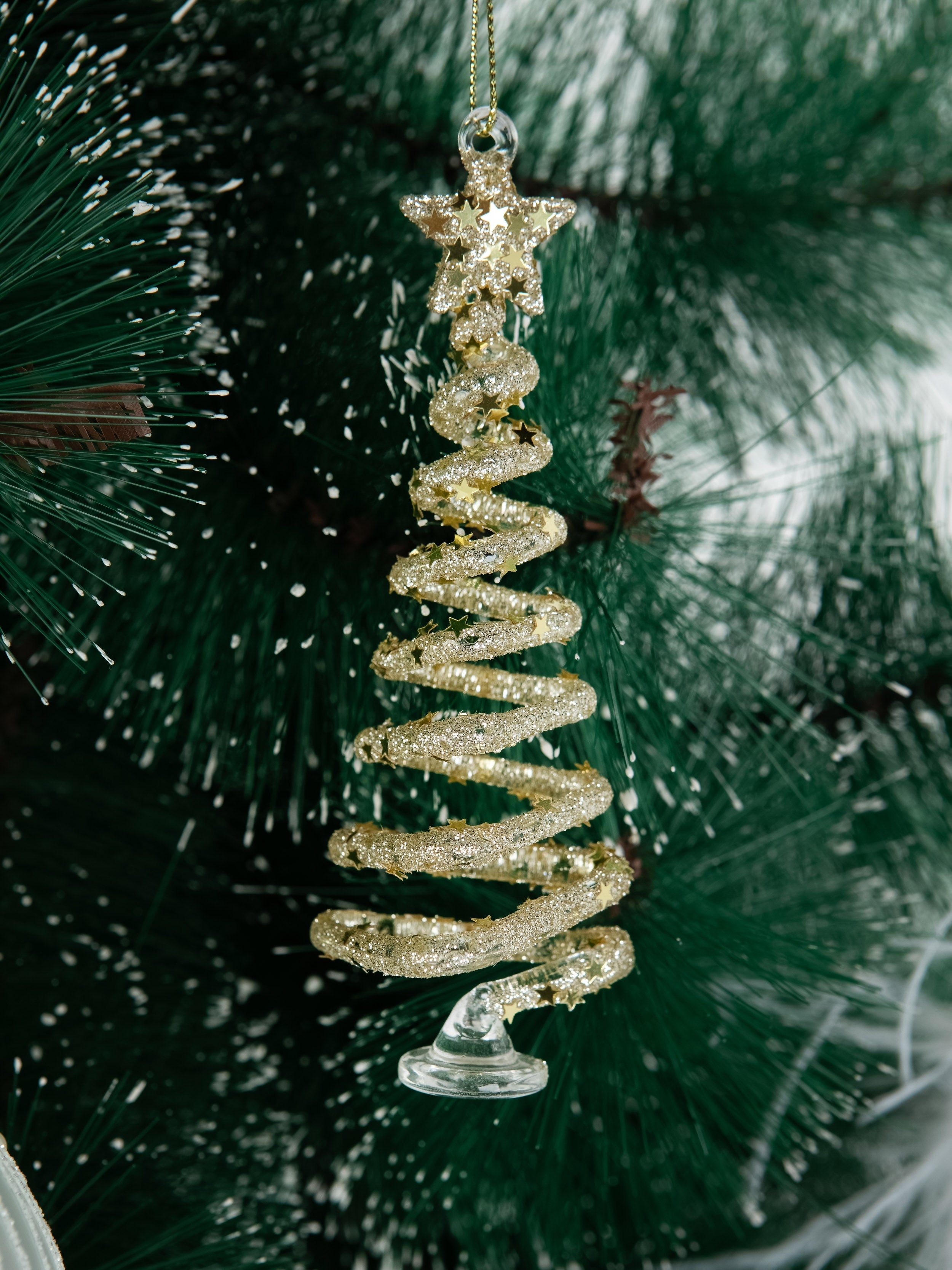 Golden Glitter Christmas Tree Ornament