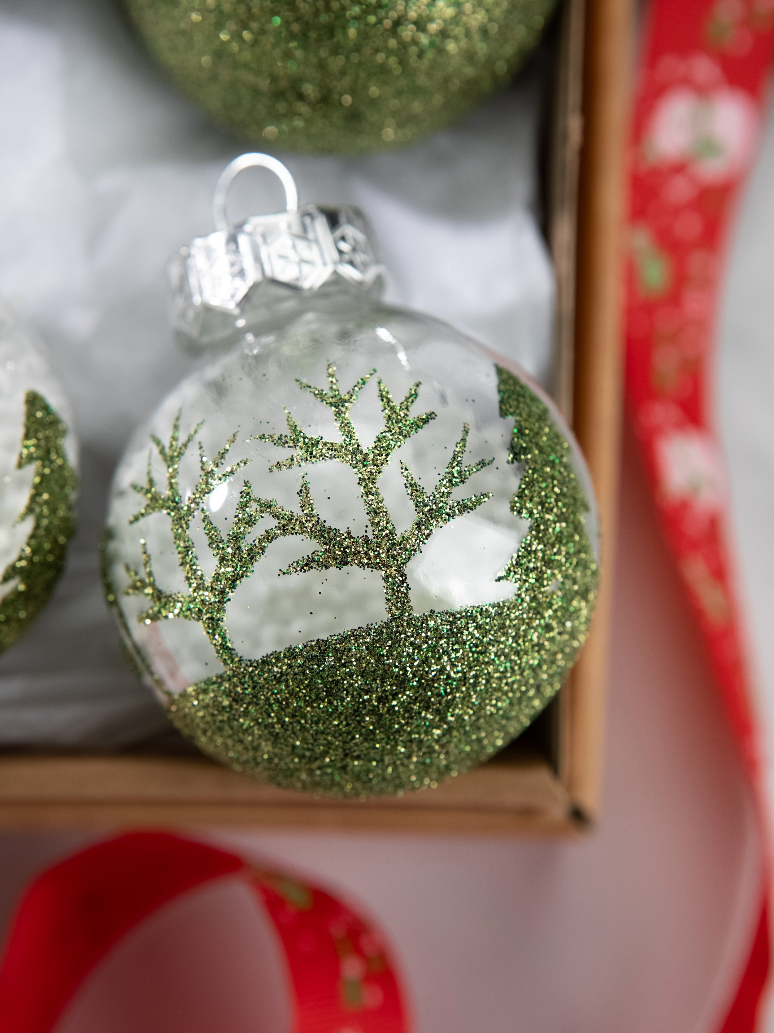 Green Christmas ball Mixed Ornaments SET - 12 PCS