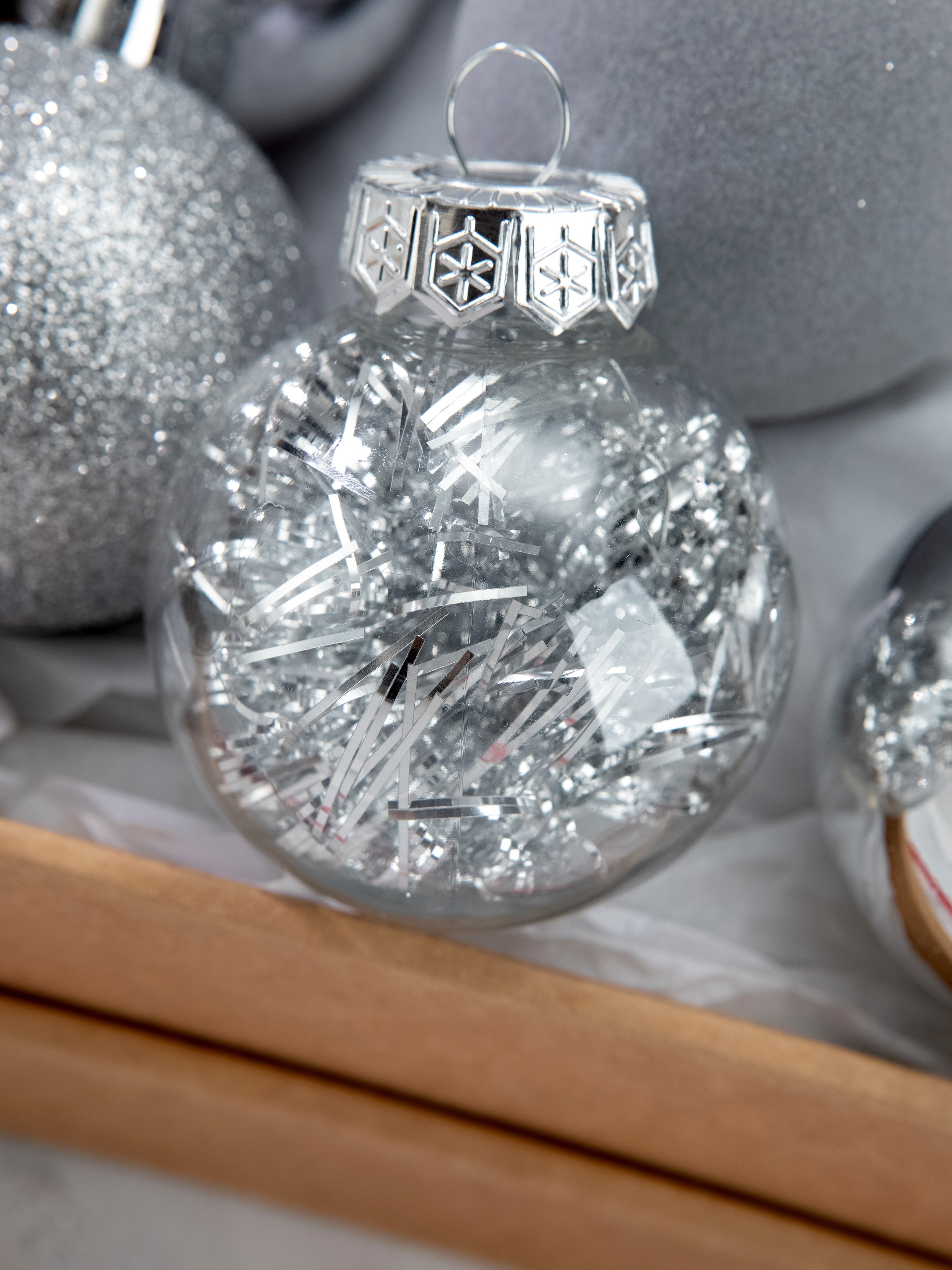 Silver Christmas ball Mixed Ornaments SET - 12 PCS