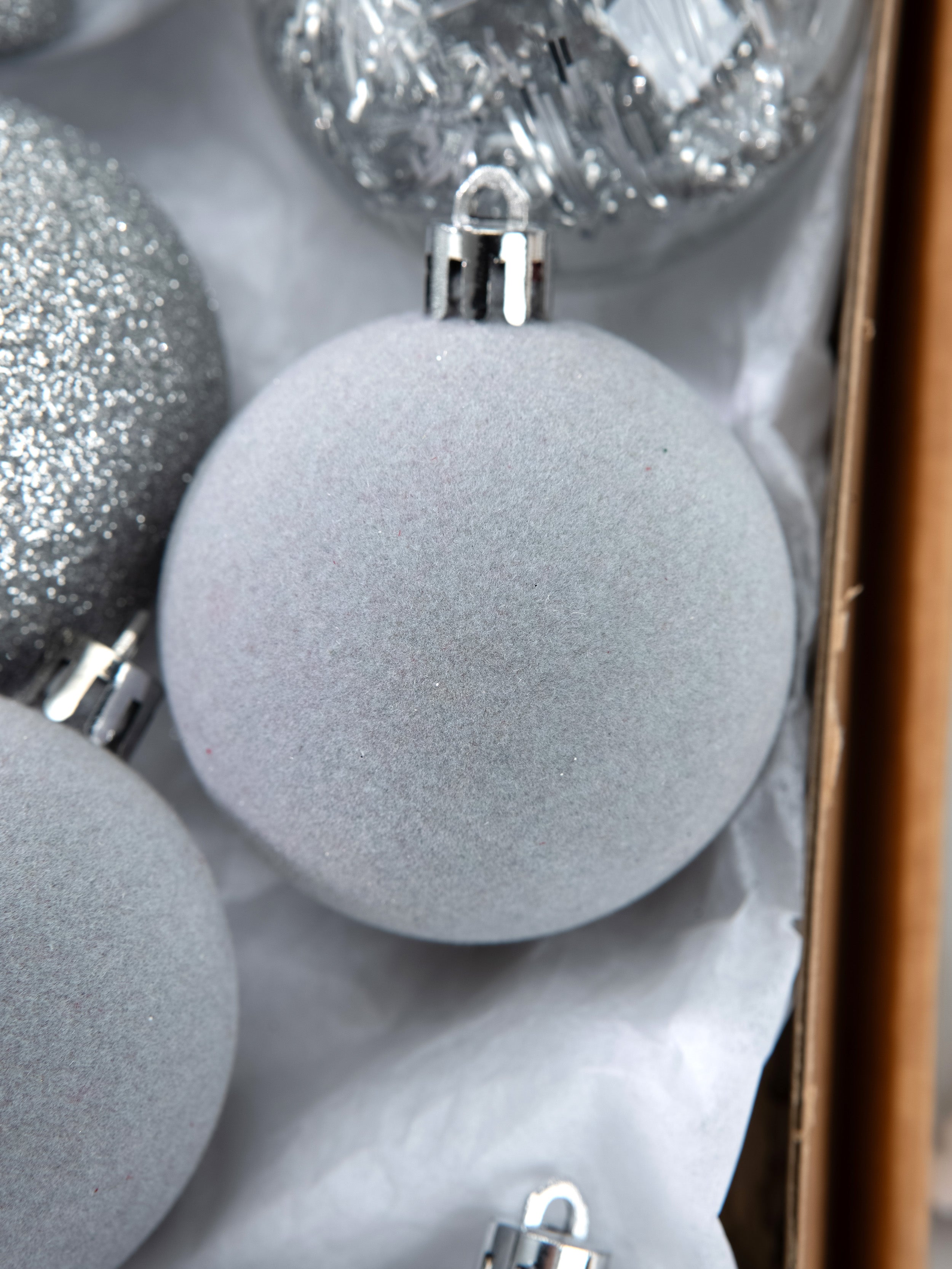 Silver Christmas ball Mixed Ornaments SET - 12 PCS