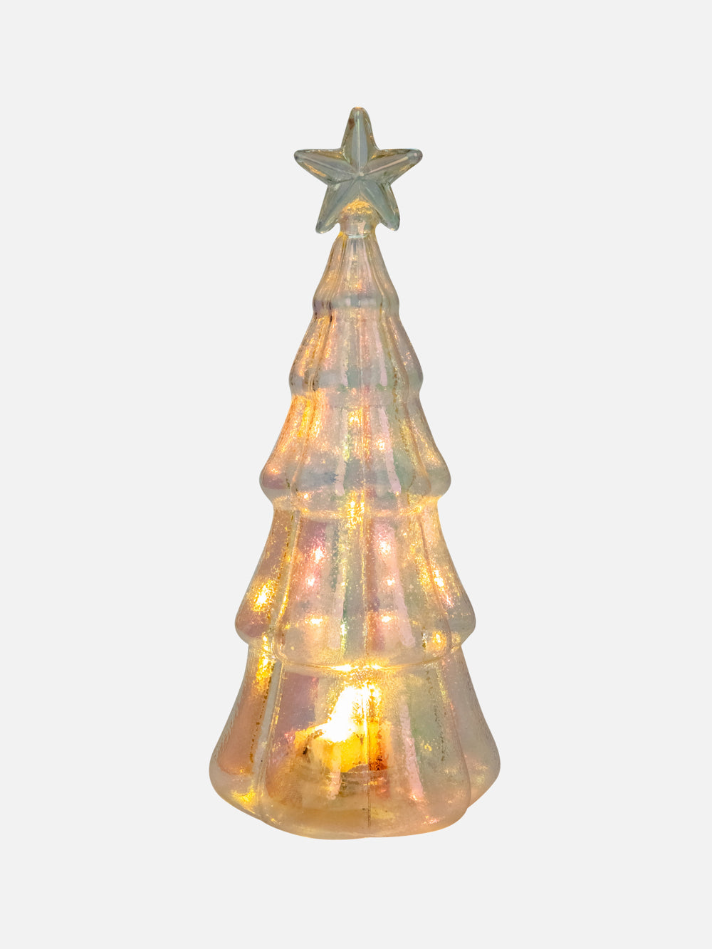 Glass Christmas Led Lit Fir Tree with Star