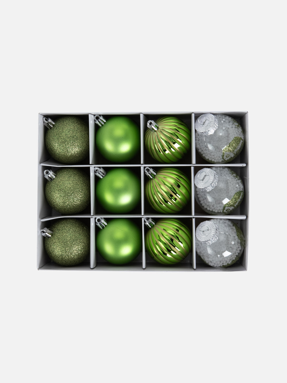 Green Christmas ball Mixed Ornaments SET - 12 PCS