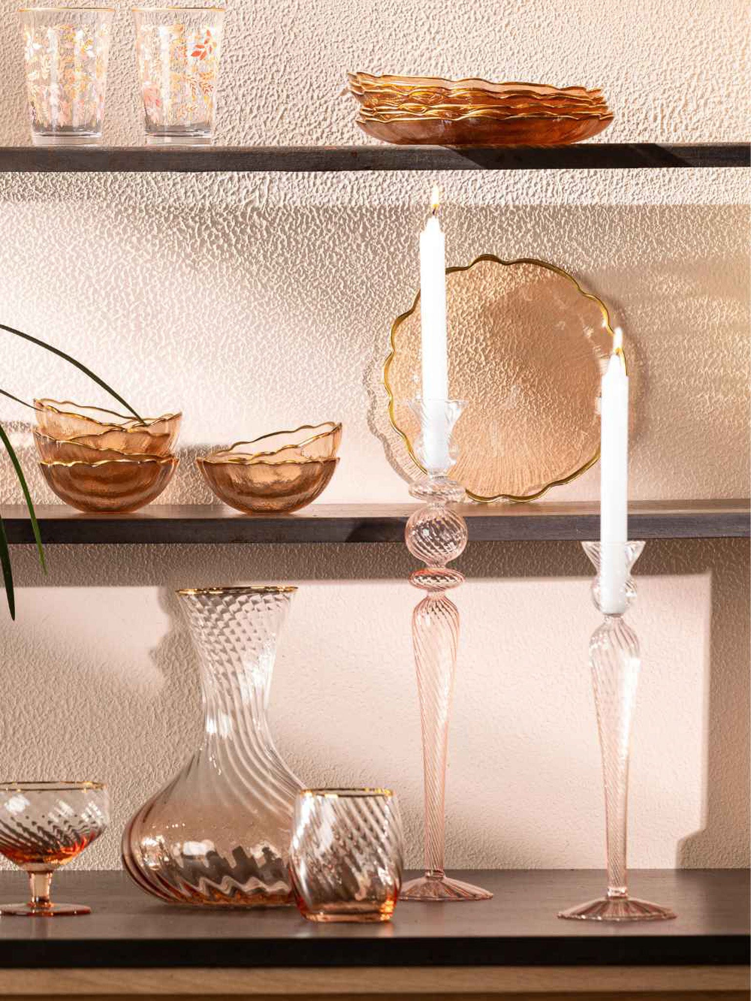 Spiral Glass Taper Candle Holder (S)