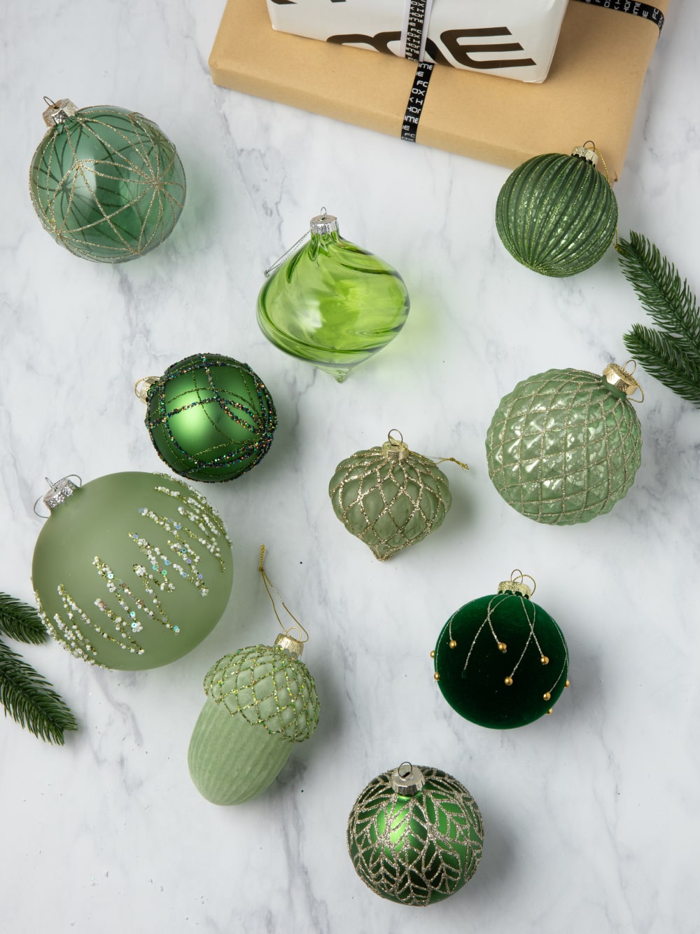 Green and Gold Striped Ornament