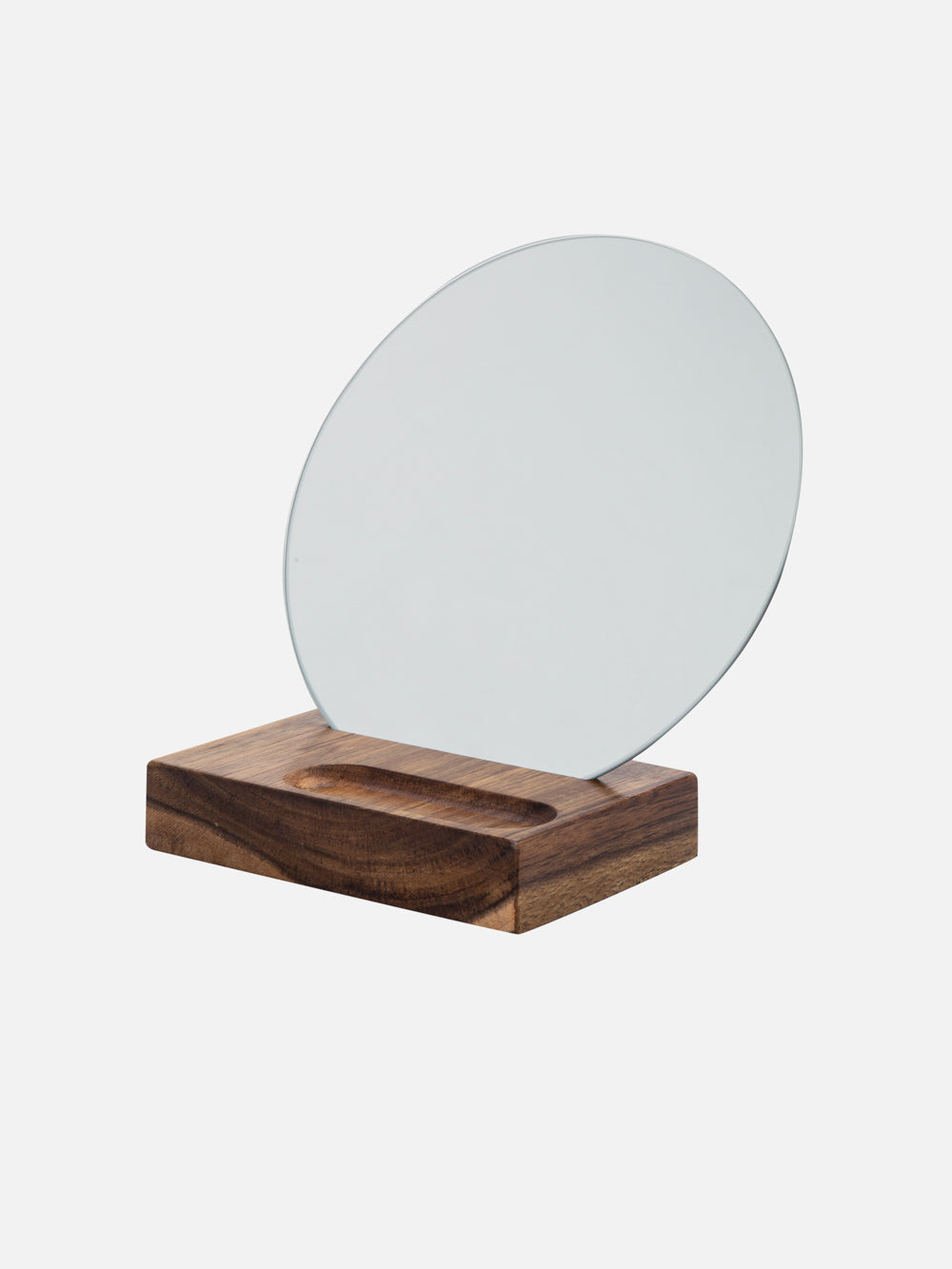 MIRROR WITH WOOD BASE