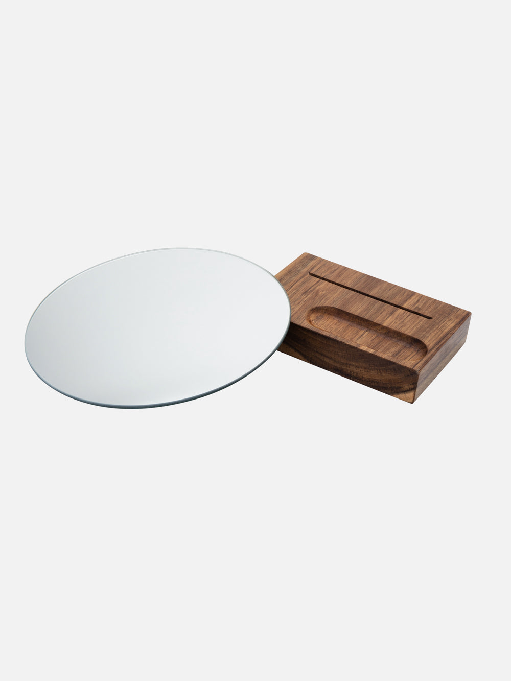 MIRROR WITH WOOD BASE