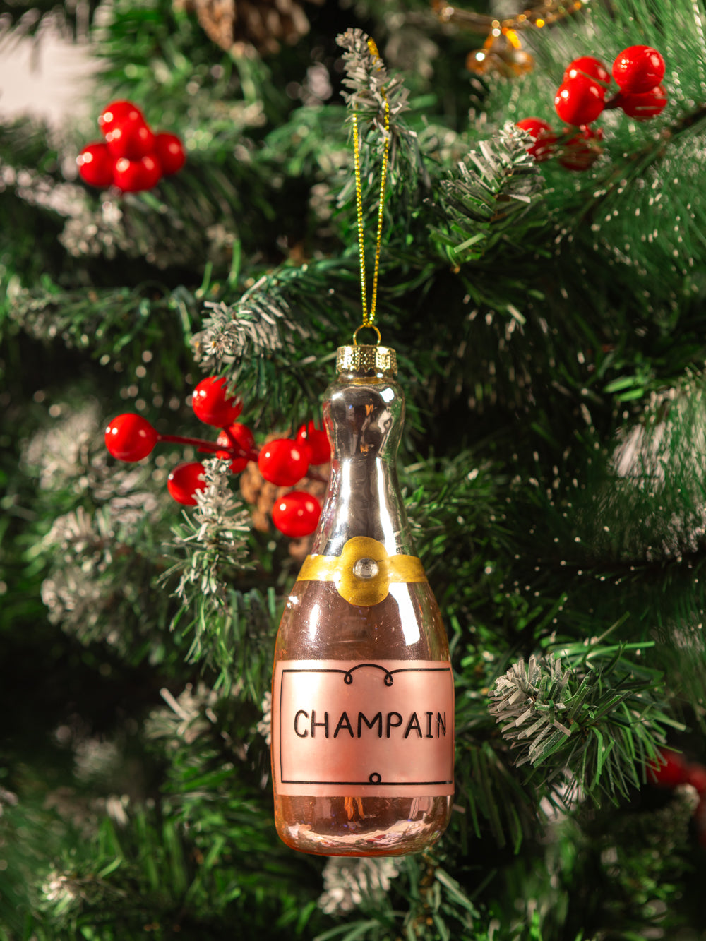 CHAMPAGNE ORNAMENT 5.1IN