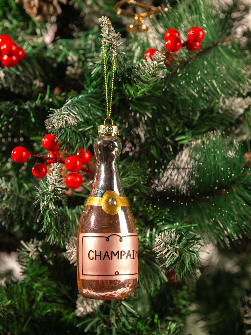 CHAMPAGNE ORNAMENT 5.1IN