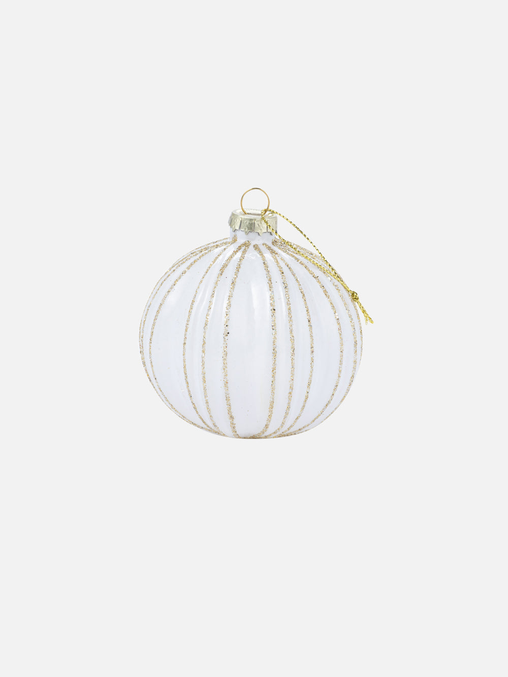 WHITE&GOLD ORNAMENT 3.1IN