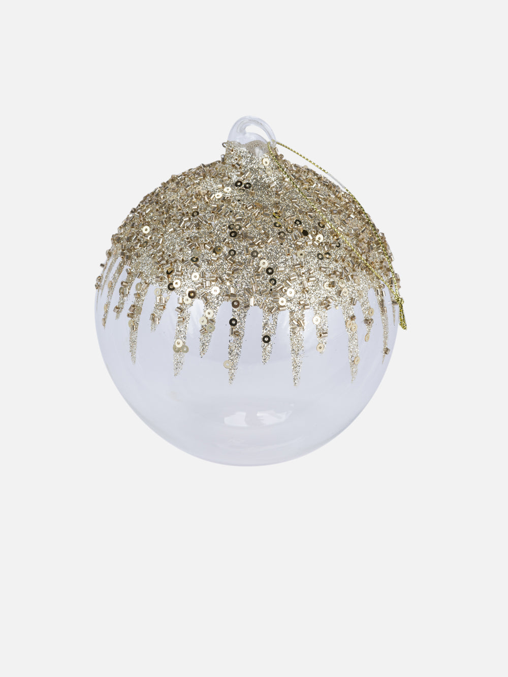 GOLD BEADED ORNAMENT 4.7IN