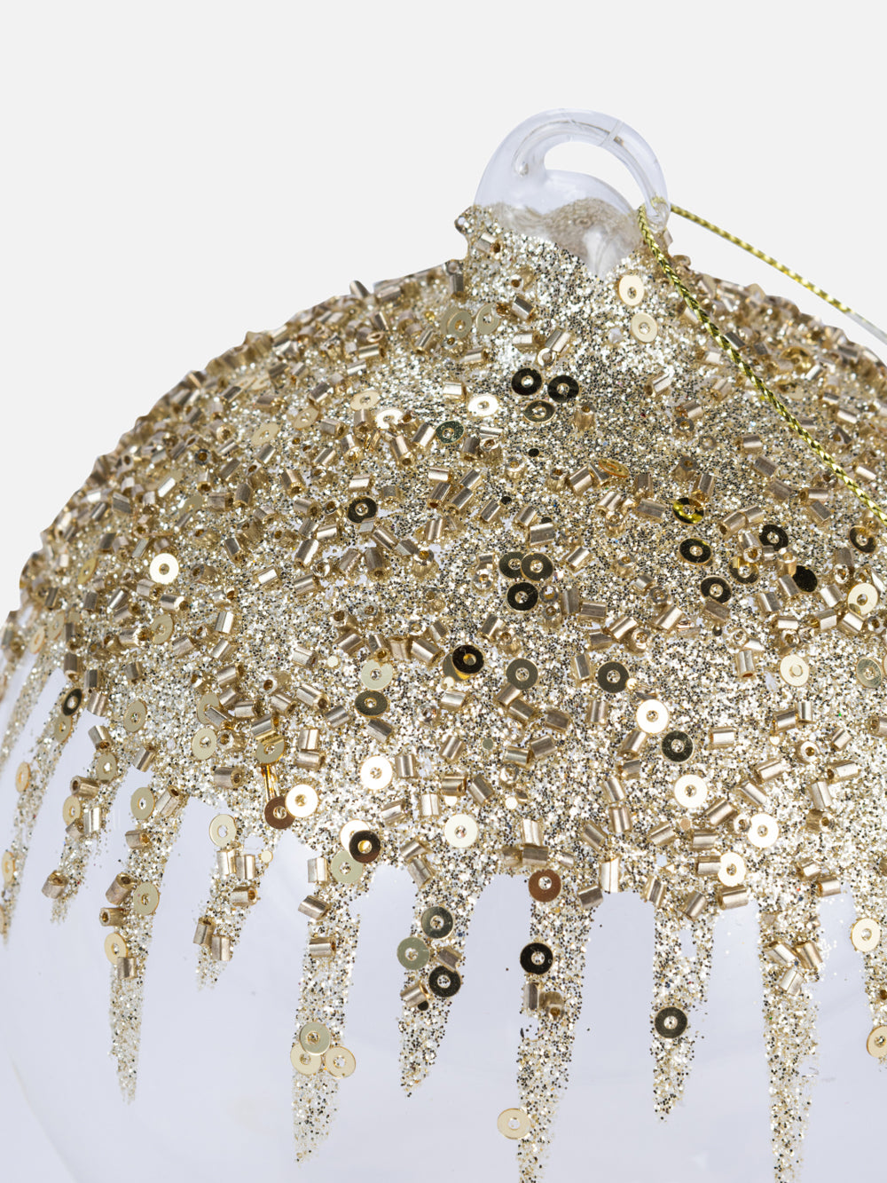 GOLD BEADED ORNAMENT 4.7IN