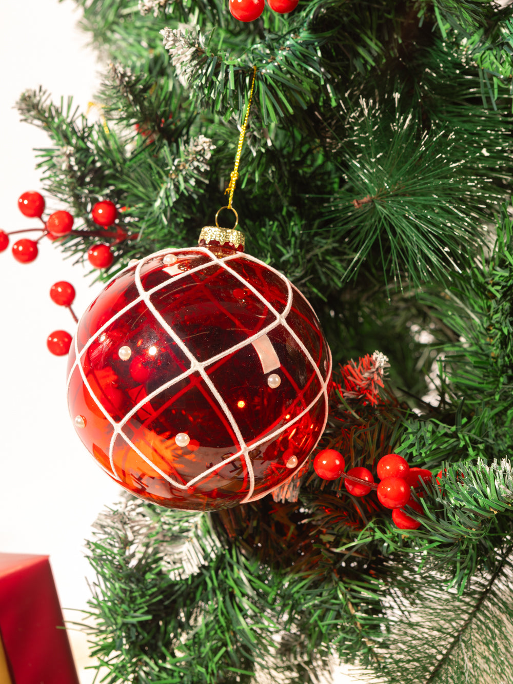 RED BALL PEARL ORNAMENT 4.72IN
