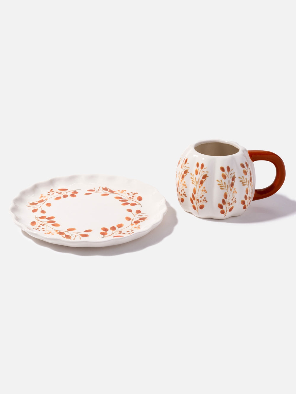 WHITE CERAMIC FALL MUG 5.6IN (Mug Only)
