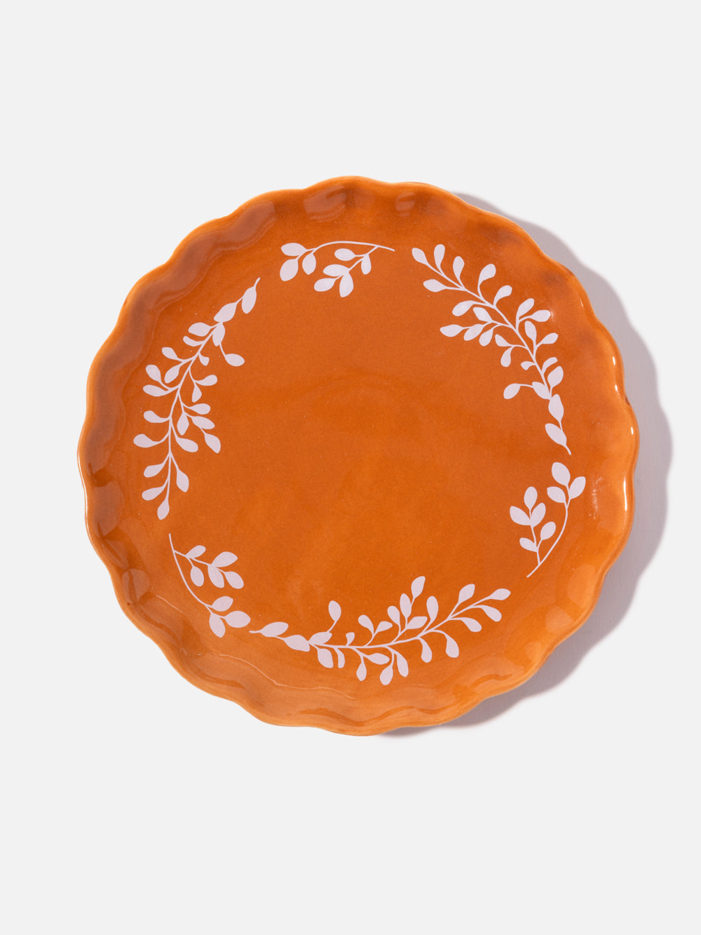 ORANGE CERAMIC FALL PLATE 8IN