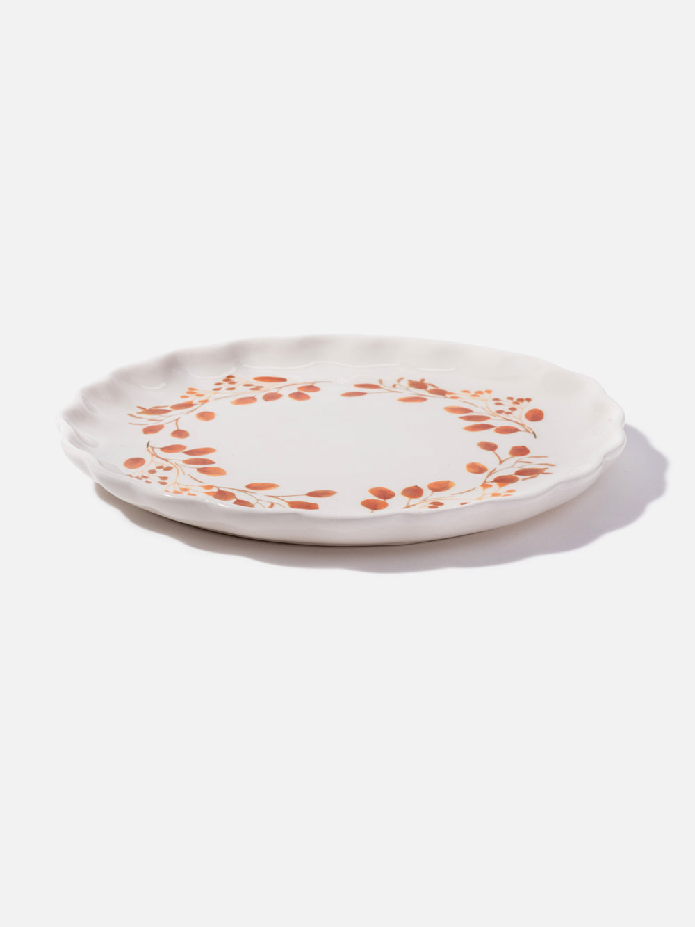 WHITE CERAMIC FALL PLATE 8IN