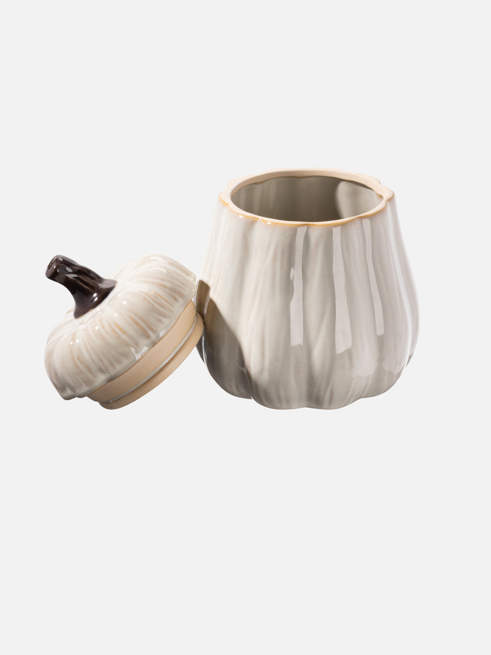 CERAMIC PUMPKIN JAR 7IN