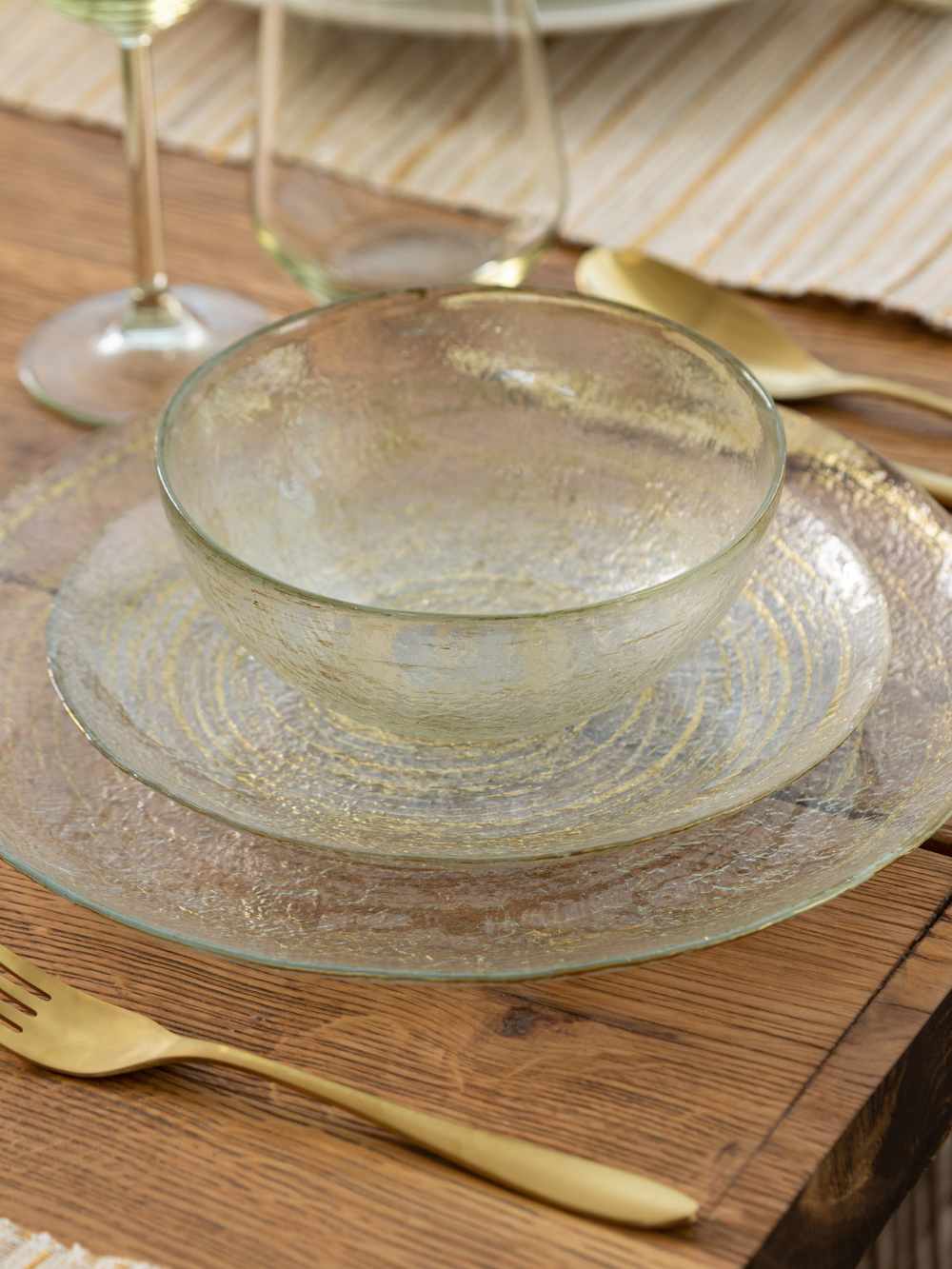 ORO glass salad plate - FOX HOME CA STORE